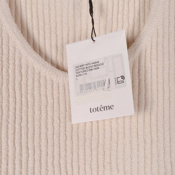 TOTEME Ribbed Bouclé-knit Cotton-blend Sweater Tank Ecru - Picture 4 of 5